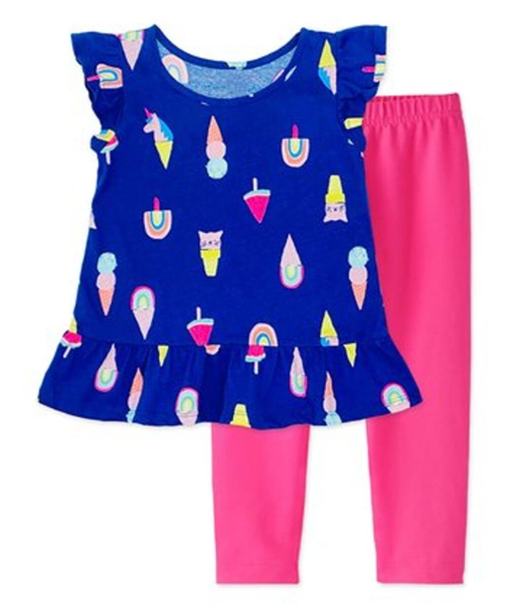 Cutie Patootie Blue Ice Cream Top With Pink Leggings Size 2T NWT